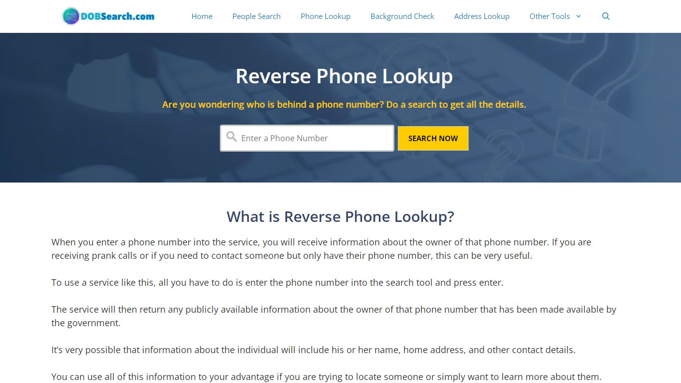 Perform a Reverse Phone Lookup Search - DOBSearch